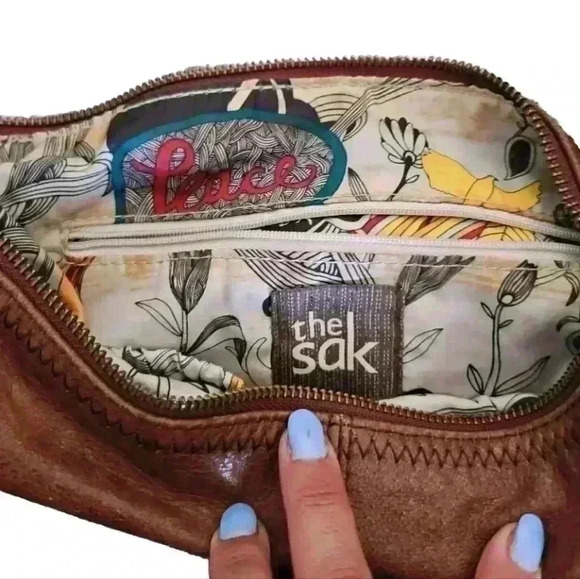 The Sak Brown Metallic Leather Hobo Colorblock Teak Multi Bag - Picture 14 of 14